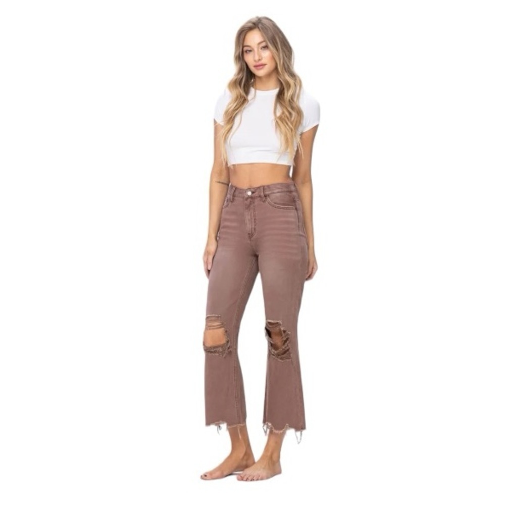 VERVET Aztec Super High Rise 90s Vintage
Crop Flare Jeans size 26 Baggy Y2K